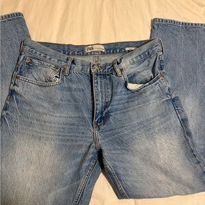 Zara Women's Blue Straight Leg Jeans